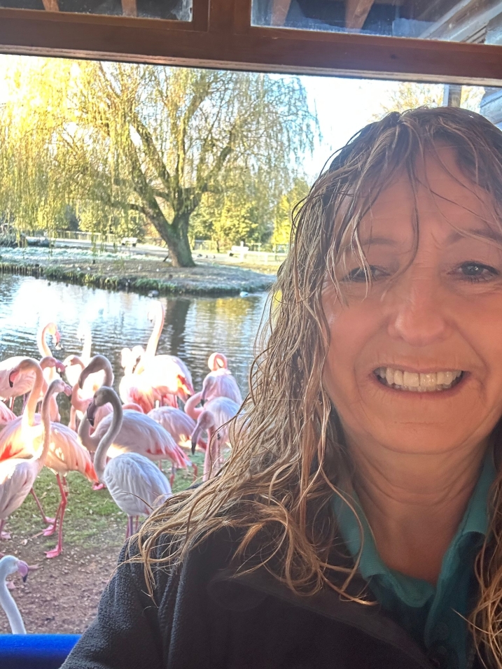 June with flamingos.JPG